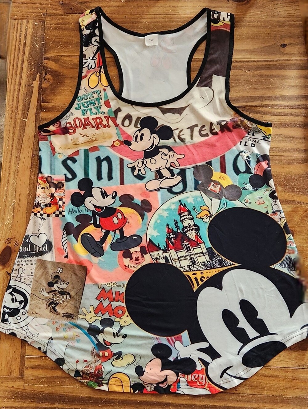 Mickey Mouse Vintage Print Tank Mini Dress Tunic Swimsuit Cover Women's Sz 3XL